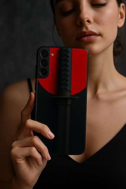 Katana Shot Abstract Premium Glass Back Cover For Galaxy S22, S23, S24, S25 Models