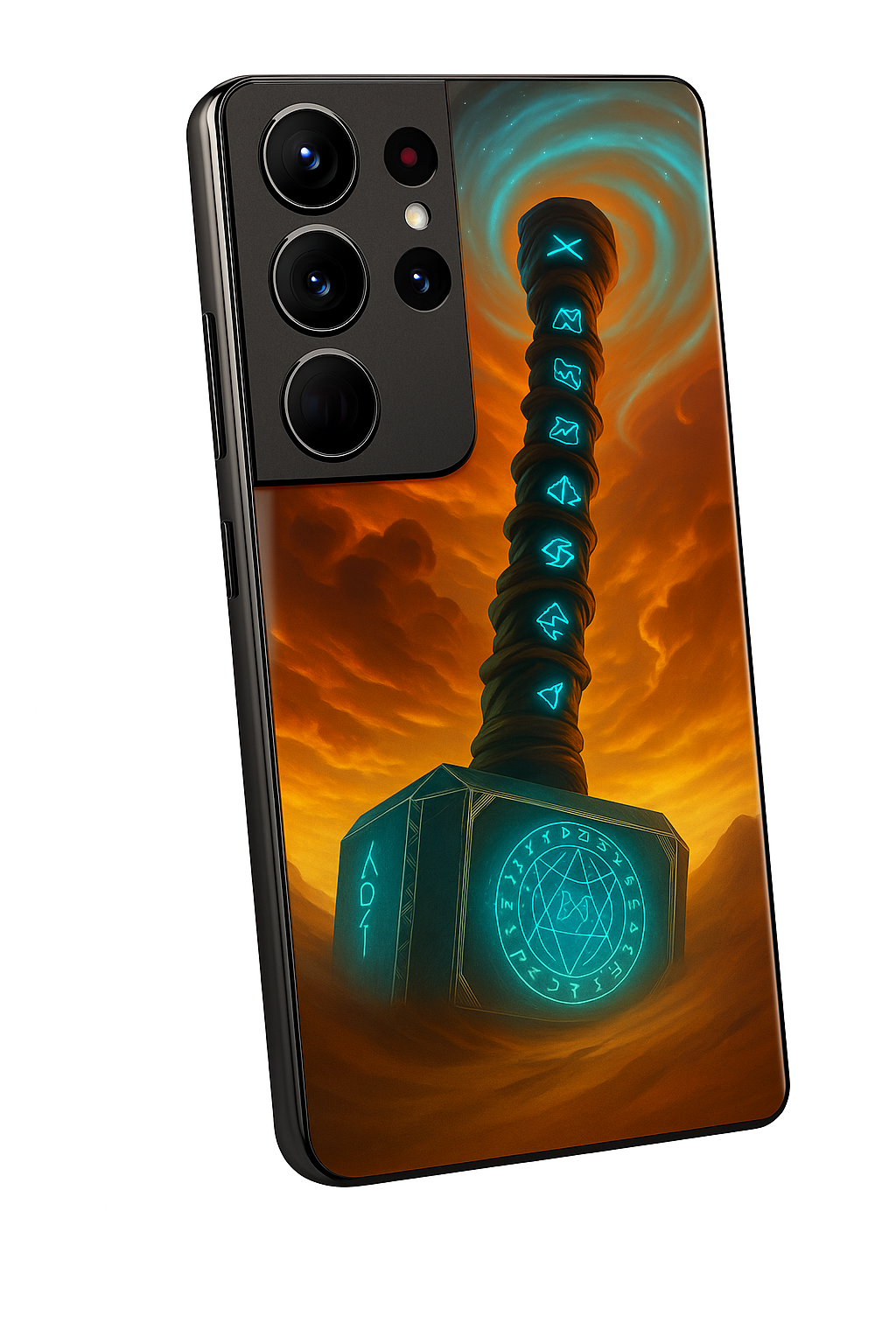 Mjolnir's Wrath Premium Glass Back Cover For Galaxy S22, S23, S24, S25 Models