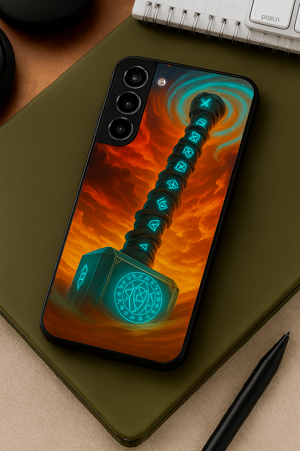 Mjolnir's Wrath Premium Glass Back Cover For Galaxy S22, S23, S24, S25 Models