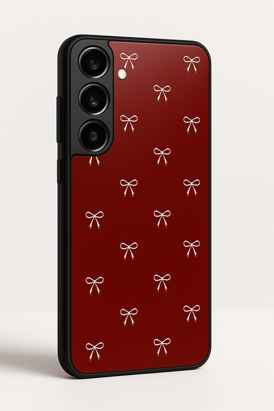 Scarlet Charm Bows Premium Glass Back Cover For Galaxy S22, S23, S24, S25 Models