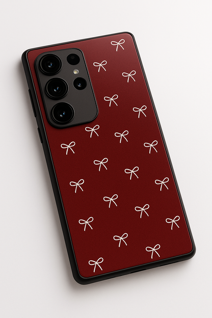 Scarlet Charm Bows Premium Glass Back Cover For Galaxy S22, S23, S24, S25 Models