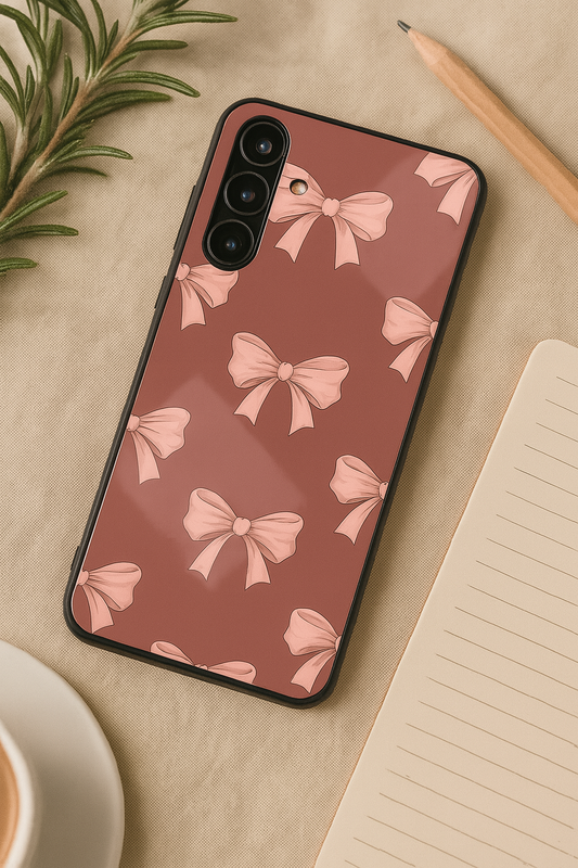 Blush Knots Premium Glass Back Cover For Galaxy S22, S23, S24, S25 Models