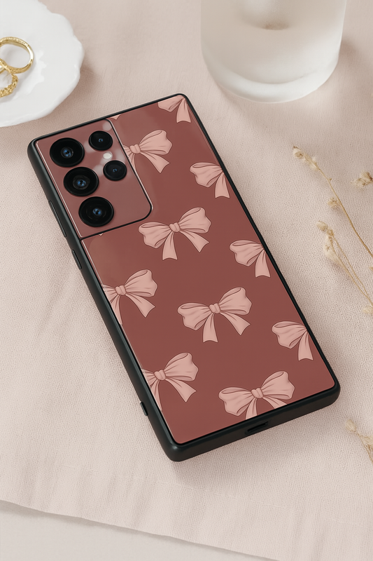 Blush Knots Premium Glass Back Cover For Galaxy S22, S23, S24, S25 Models