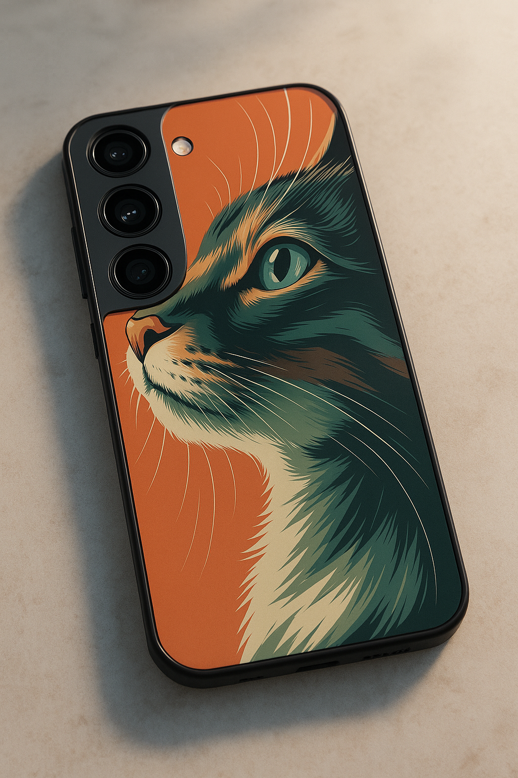 Cutie Cat Premium Glass Back Cover For Galaxy S22, S23, S24, S25 Models