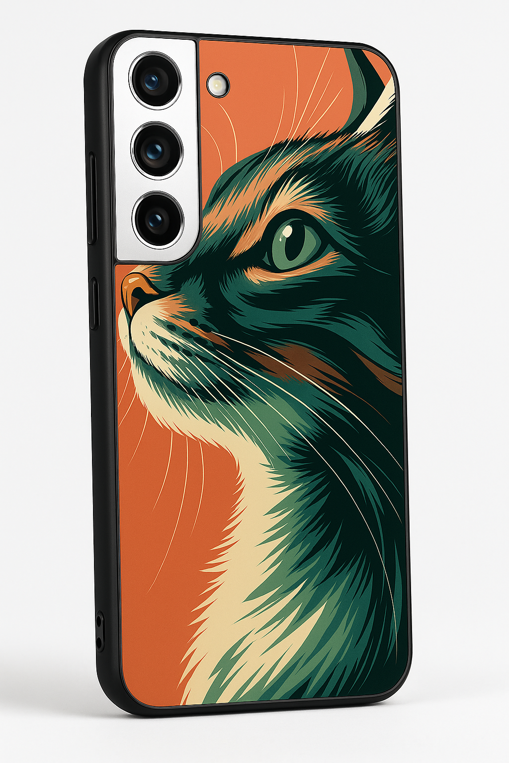 Cutie Cat Premium Glass Back Cover For Galaxy S22, S23, S24, S25 Models