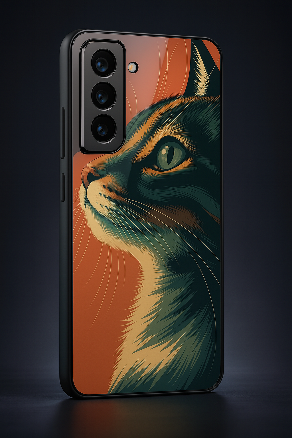 Cutie Cat Premium Glass Back Cover For Galaxy S22, S23, S24, S25 Models