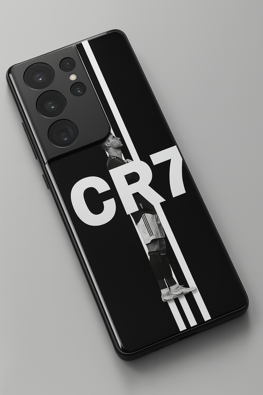 CR7 Striker Edition Premium Glass Back Cover For Galaxy S22, S23, S24, S25 Models