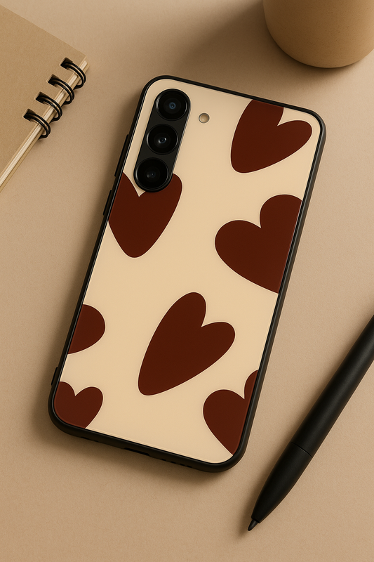 Chocolate Hearts  Premium Glass Back Cover For Galaxy S22, S23, S24, S25 Models
