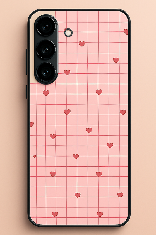 Scrap Book Hearts Premium Glass Back Cover For Galaxy S22, S23, S24, S25 Models
