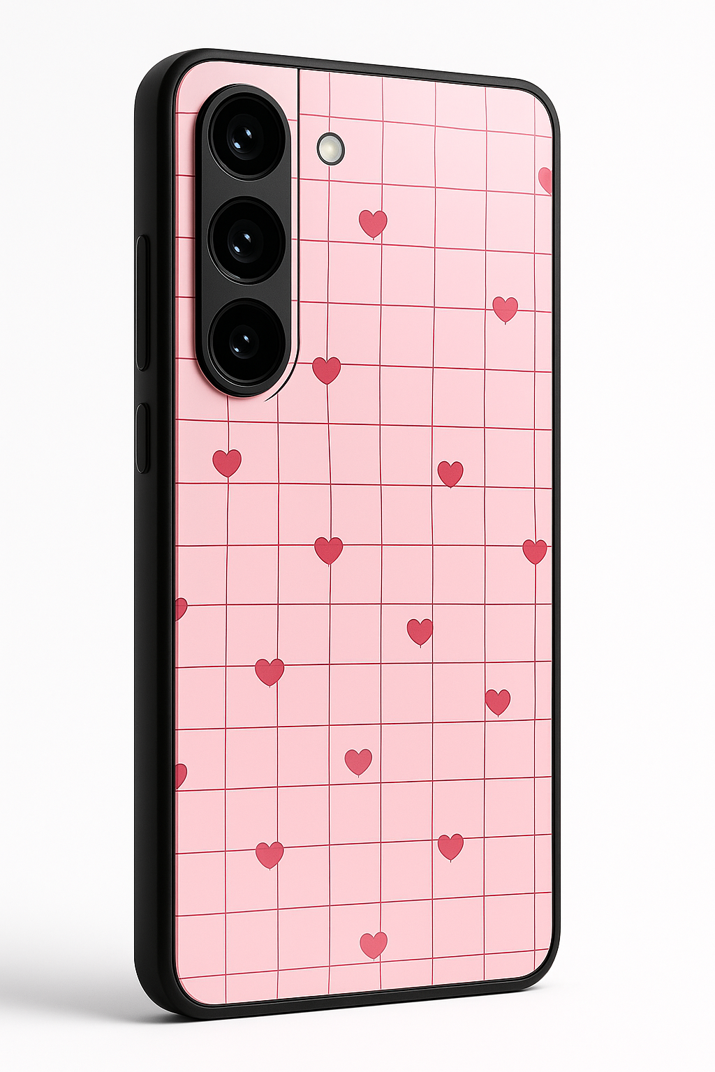 Scrap Book Hearts Premium Glass Back Cover For Galaxy S22, S23, S24, S25 Models