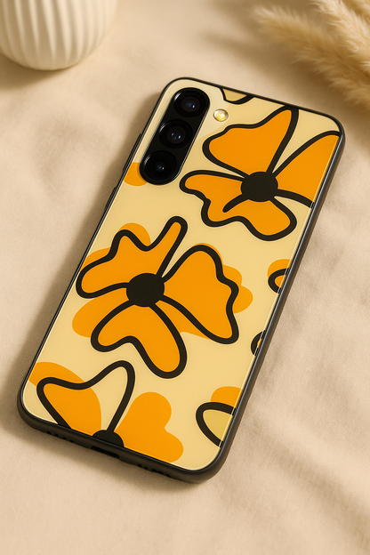 Crayon Petals  Premium Glass Back Cover For Galaxy S22, S23, S24, S25 Models