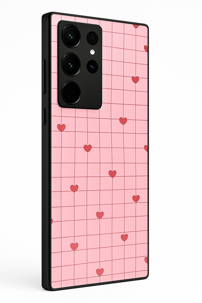 Scrap Book Hearts Premium Glass Back Cover For Galaxy S22, S23, S24, S25 Models