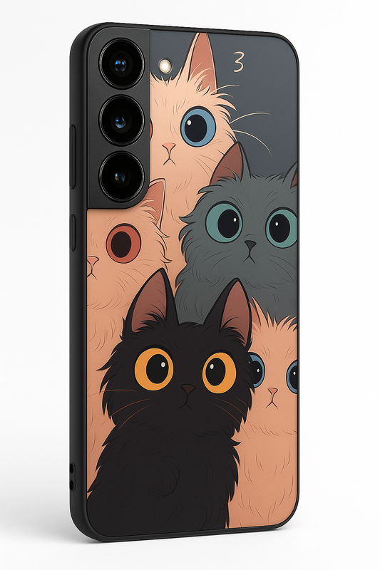 Kitty Mania  Premium Glass Back Cover For Galaxy S22, S23, S24, S25 Models