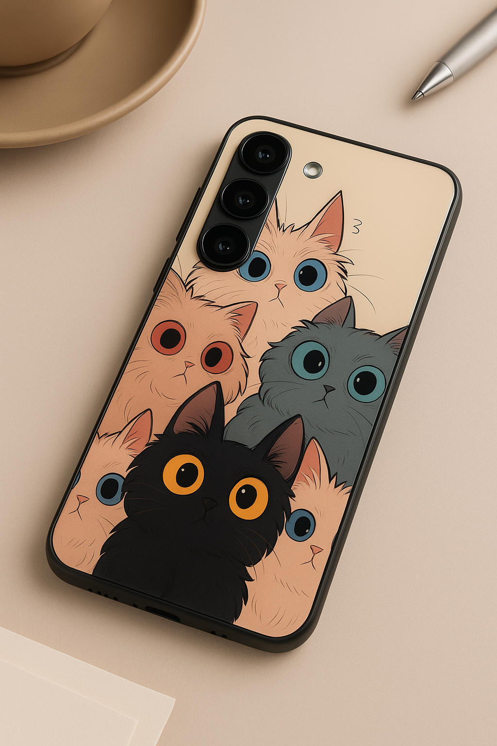 Kitty Mania  Premium Glass Back Cover For Galaxy S22, S23, S24, S25 Models