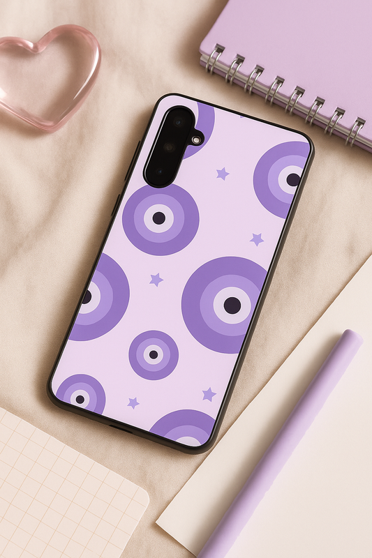 Eye Of Protection in purple Premium Glass Back Cover For Galaxy S22, S23, S24, S25 Models