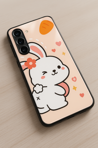 Bunny Pooh Premium Glass Back Cover For Galaxy S22, S23, S24, S25 Models