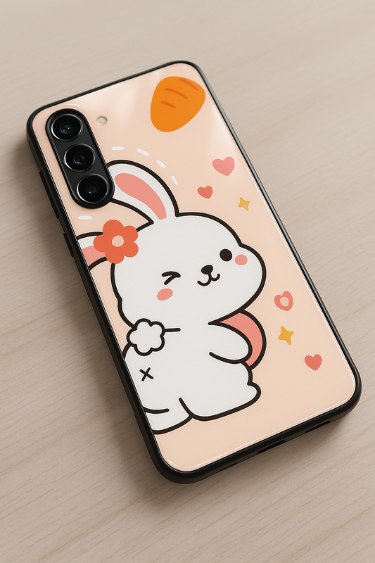 Bunny Pooh Premium Glass Back Cover For Galaxy S22, S23, S24, S25 Models