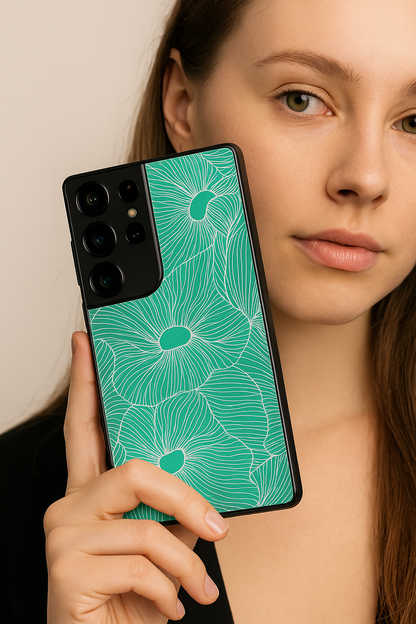 The Sketchy Petals Premium Glass Back Cover For Galaxy S22, S23, S24, S25 Models