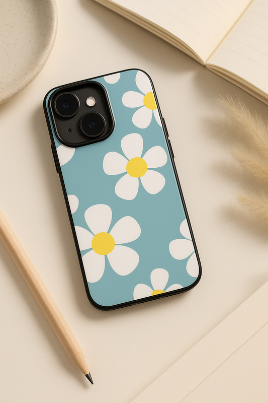 Daisy in Sea Premium Glass Back Cover For iPhone 11,12,13,14,15,16 Models