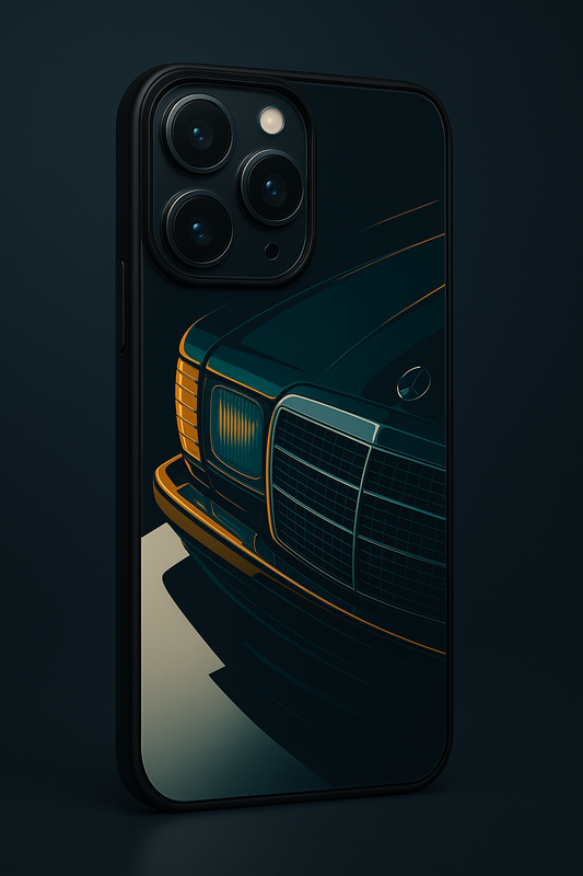 Minimal Car Sketch Premium Glass Back Cover For iPhone 11,12,13,14,15,16 Models
