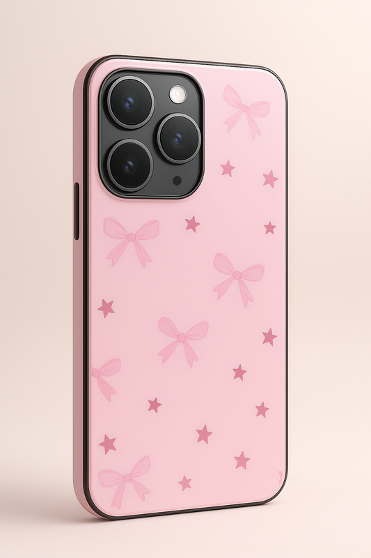 Sparkling Bows Premium Glass Back Cover For iPhone 11,12,13,14,15,16 Models
