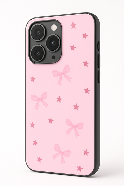 Sparkling Bows Premium Glass Back Cover For iPhone 11,12,13,14,15,16 Models