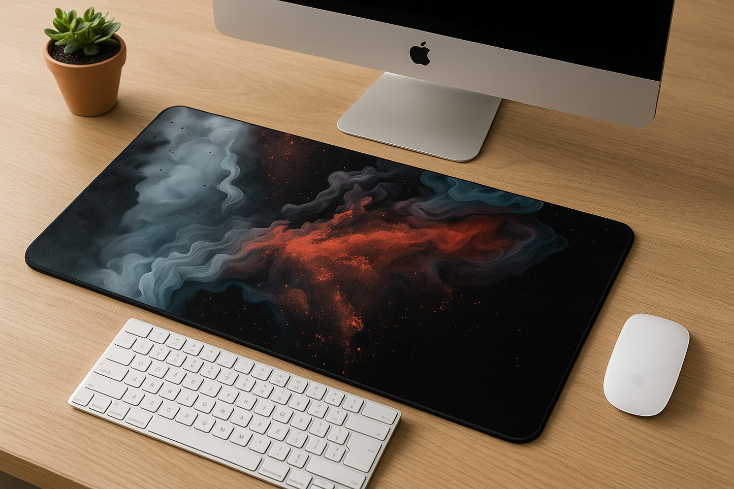 Printed Mouse Pad| Silicon Base | Aesthetic Smoke Graphic | Available in Size - Small, Large