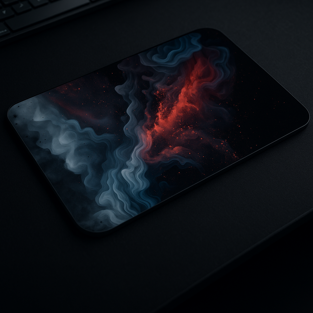 Printed Mouse Pad| Silicon Base | Aesthetic Smoke Graphic | Available in Size - Small, Large