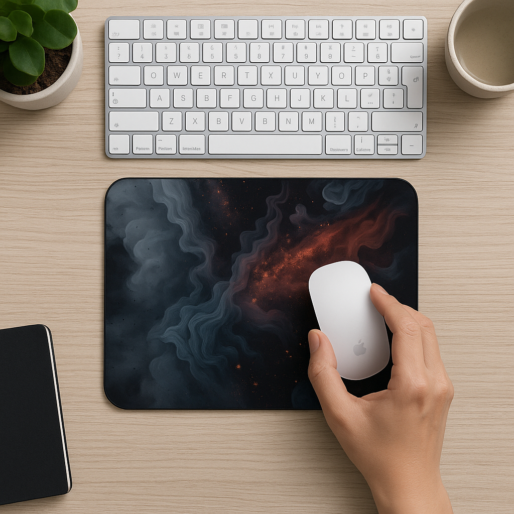 Printed Mouse Pad| Silicon Base | Aesthetic Smoke Graphic | Available in Size - Small, Large