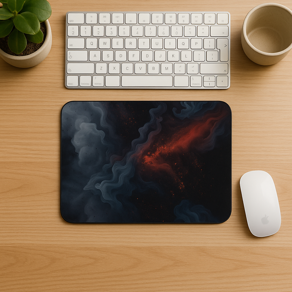 Printed Mouse Pad| Silicon Base | Aesthetic Smoke Graphic | Available in Size - Small, Large