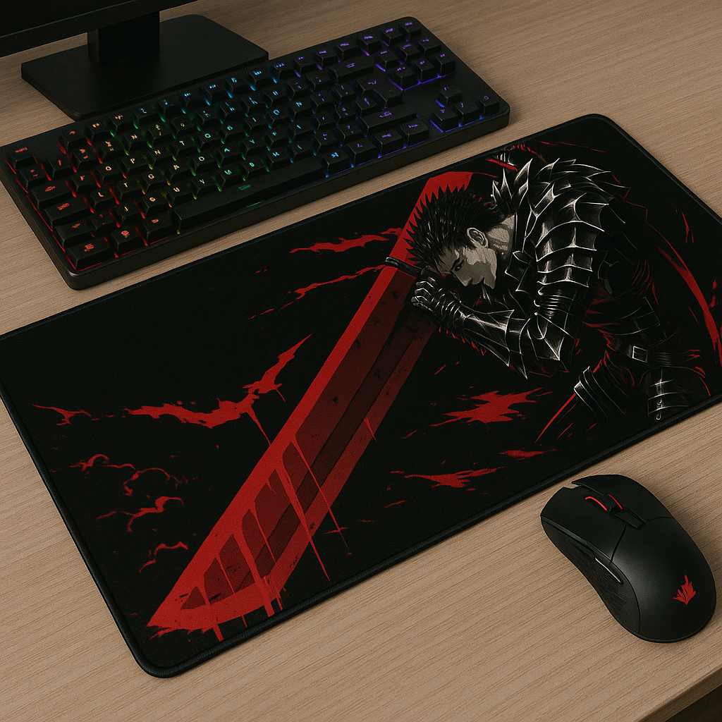 Printed Mouse Pad| Silicon Base | Anime  with Sword Graphic | Available in Size - Small, Large