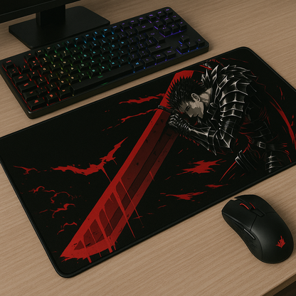 Printed Mouse Pad| Silicon Base | Anime  with Sword Graphic | Available in Size - Small, Large