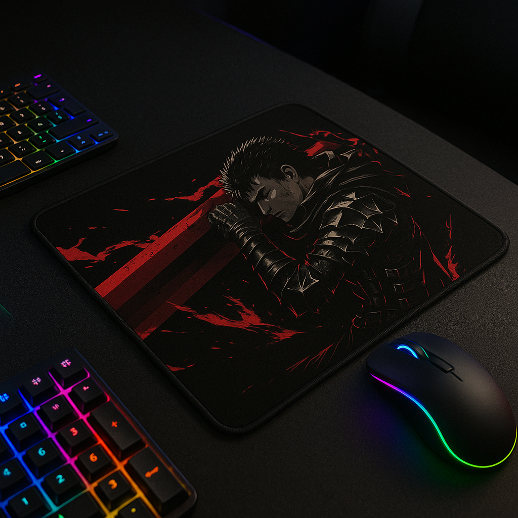 Printed Mouse Pad| Silicon Base | Anime  with Sword Graphic | Available in Size - Small, Large