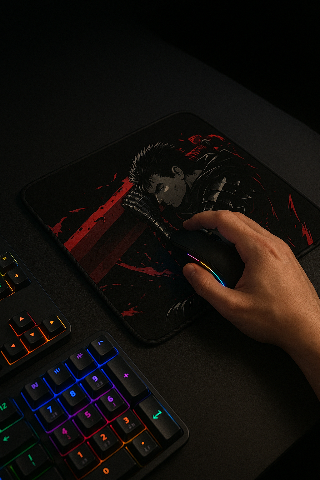 Printed Mouse Pad| Silicon Base | Anime  with Sword Graphic | Available in Size - Small, Large