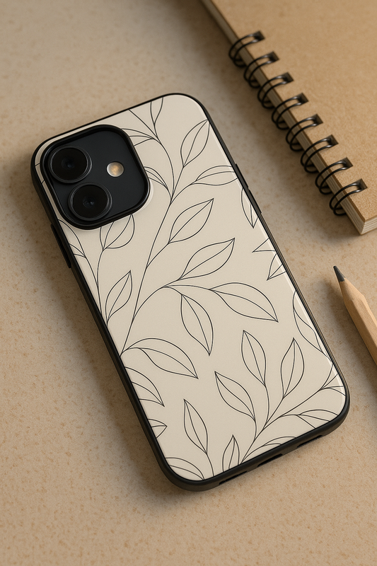 The Petal Sketch Premium Glass Back Cover For iPhone 11,12,13,14,15,16 Models