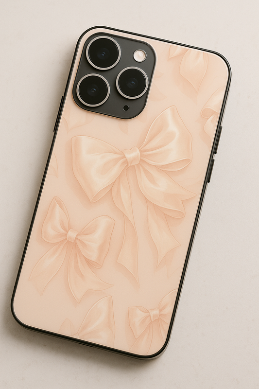Silky Bows Sketch Premium Glass Back Cover For iPhone 11,12,13,14,15,16 Models