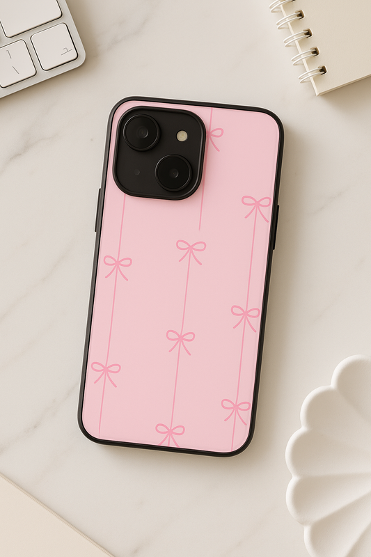 Bows String Stripes Sketch Premium Glass Back Cover For iPhone 11,12,13,14,15,16 Models