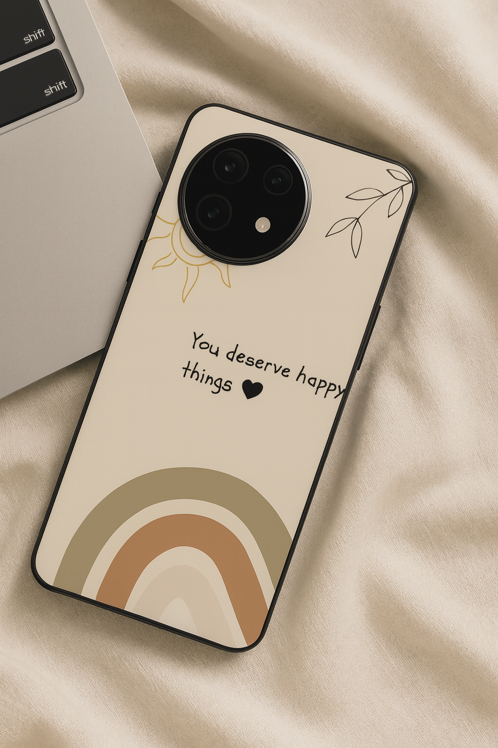 Happy Things Glass Back Cover For One Plus 13, 12, 11, 10, Nord Series