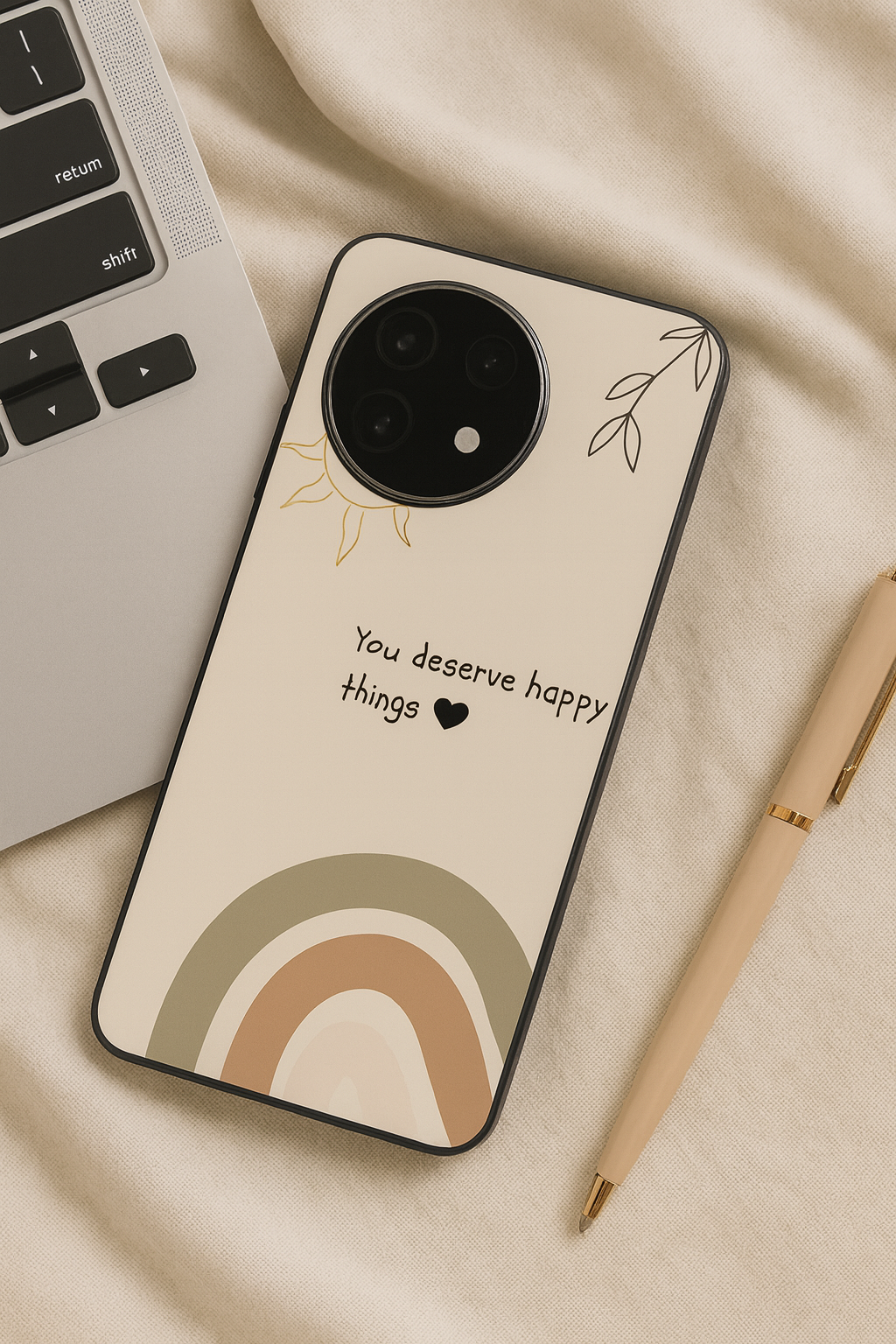 Happy Things Glass Back Cover For One Plus 13, 12, 11, 10, Nord Series