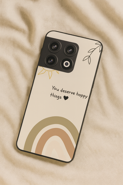 Happy Things Glass Back Cover For One Plus 13, 12, 11, 10, Nord Series