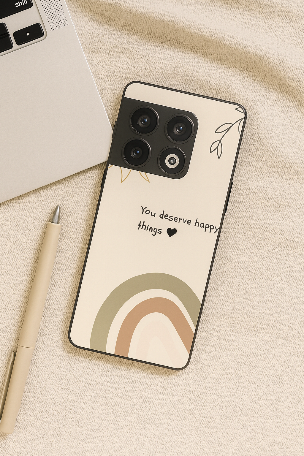 Happy Things Glass Back Cover For One Plus 13, 12, 11, 10, Nord Series