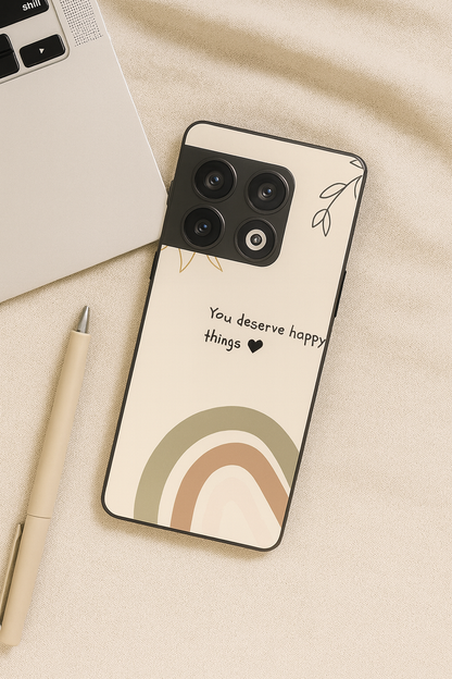 Happy Things Glass Back Cover For One Plus 13, 12, 11, 10, Nord Series