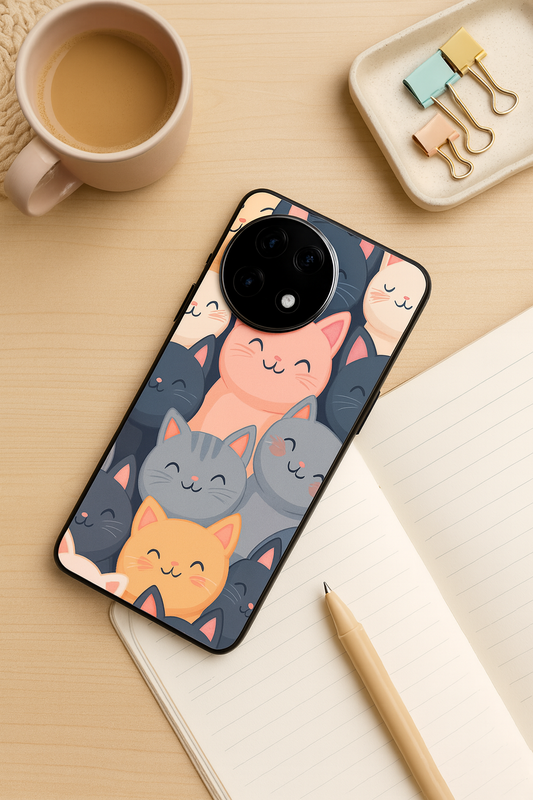 Meow Mix Glass Back Cover For One Plus 13, 12, 11, 10, Nord Series