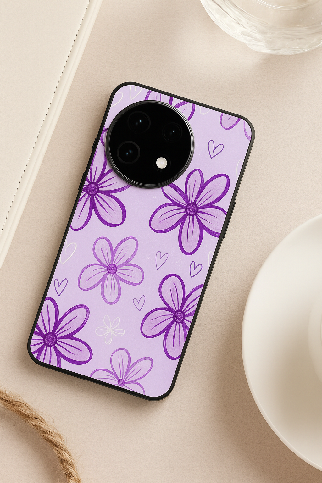 Lilac Bloom Glass Back Cover For One Plus 13, 12, 11, 10, Nord Series