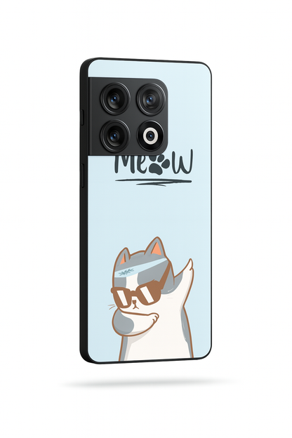 Cool Cat Aesthetics Glass Back Cover For One Plus 13, 12, 11, 10, Nord Series