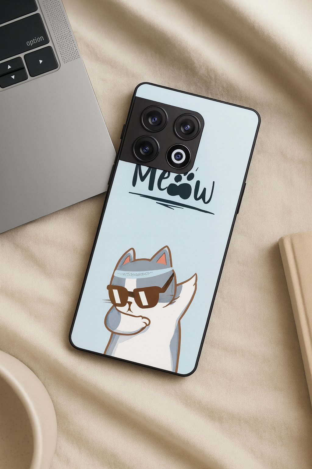 Cool Cat Aesthetics Glass Back Cover For One Plus 13, 12, 11, 10, Nord Series