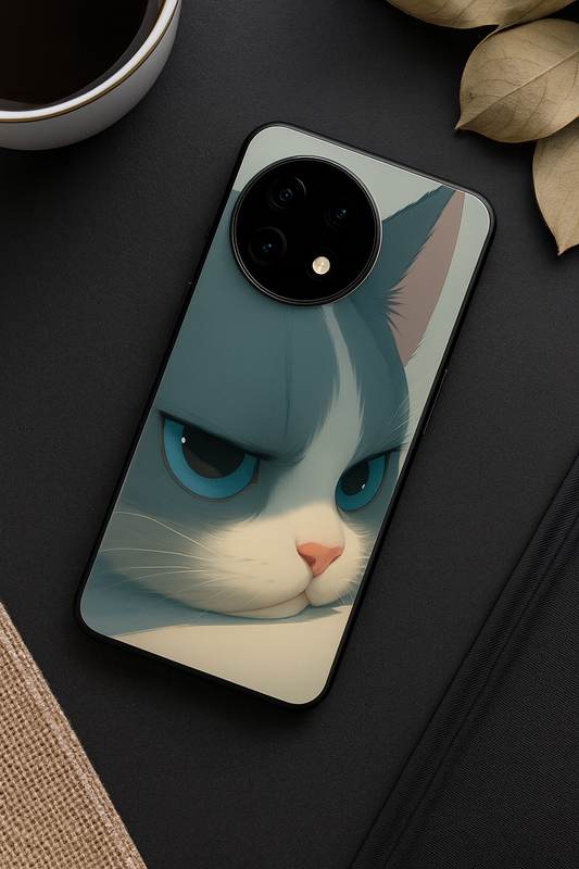 The Grump Cat Glass Back Cover For One Plus 13, 12, 11, 10, Nord Series