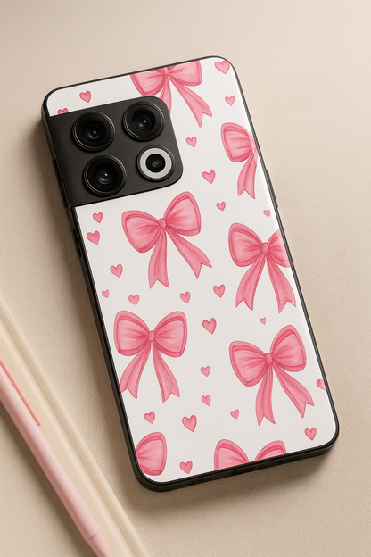 Bow Bliss Premium Glass Back Cover For One Plus 13, 12, 11, 10, Nord Series