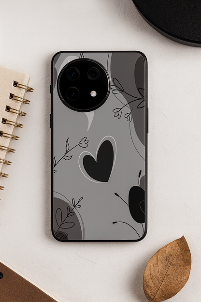 Muted Hearts Glass Back Cover For One Plus 13, 12, 11, 10, Nord Series