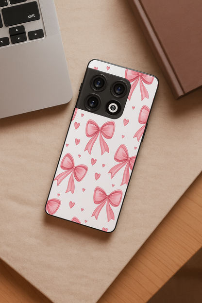 Bow Bliss Premium Glass Back Cover For One Plus 13, 12, 11, 10, Nord Series